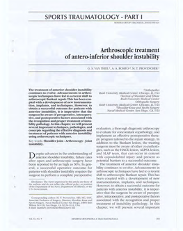 Management of Anterior Shoulder Instability