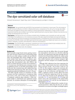 The Dye-Sensitized Solar Cell Database