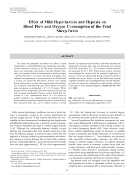 Effect of Mild Hypothermia and Hypoxia on Blood Flow and Oxygen Consumption of the Fetal Sheep Brain