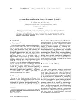 Airborne Insects As Potential Sources of Acoustic Reflectivity