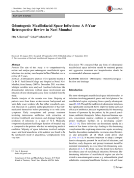 Odontogenic Maxillofacial Space Infections: a 5-Year Retrospective Review in Navi Mumbai