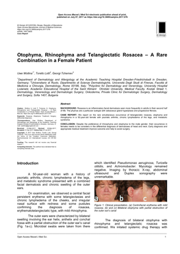 Otophyma, Rhinophyma and Telangiectatic Rosacea – a Rare Combination in a Female Patient