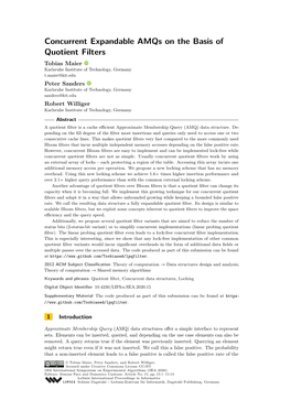 Concurrent Expandable Amqs on the Basis of Quotient Filters