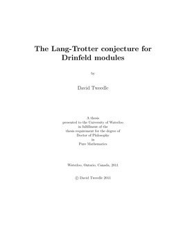 The Lang-Trotter Conjecture for Drinfeld Modules