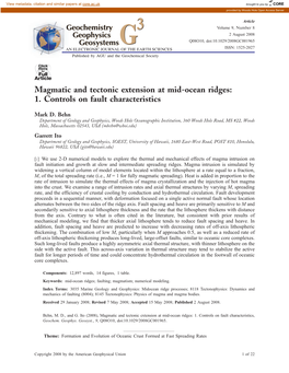 Magmatic and Tectonic Extension at Mid-Ocean Ridges: 1