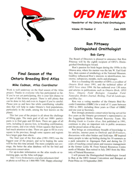 Ofoitews Newsletter of the Ontario Field Ornithologists