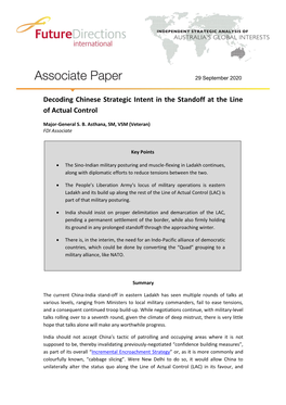 Decoding Chinese Strategic Intent in the Standoff at the Line of Actual Control