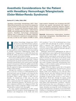 Hereditary Hemorrhagic Telangiectasia (Osler-Weber-Rendu Syndrome)