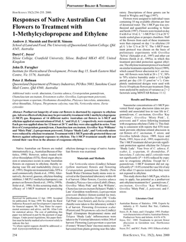 Responses of Native Australian Cut Flowers to Treatment with 1-Methylcyclopropene and Ethylene