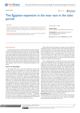 The Egyptian Expansion in the Near East in the Saite Period
