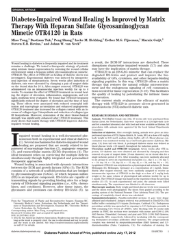 Diabetes-Impaired Wound Healing Is Improved by Matrix Therapy with Heparan Sulfate Glycosaminoglycan Mimetic OTR4120 in Rats