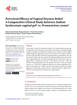 Perceived Efficacy of Vaginal Dryness Relief: a Comparative Clinical Study Between Sodium Hyaluronate Vaginal Gel1 Vs