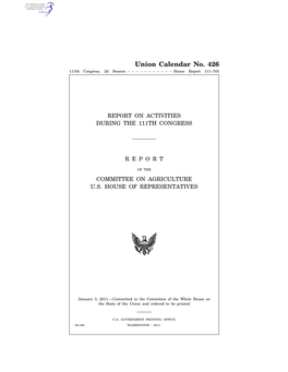 Union Calendar No. 426 111Th Congress, 2D Session–––––––––––House Report 111–703