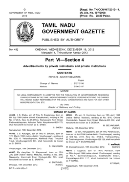 Tamil Nadu Government Gazette