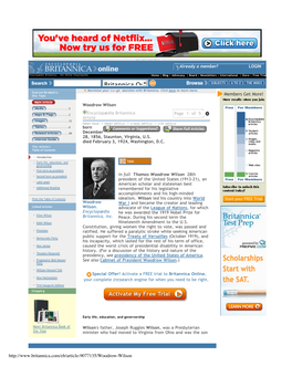 Woodrow Wilson -- Britannica Online Encyclopedia