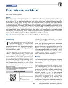 Distal Radioulnar Joint Injuries
