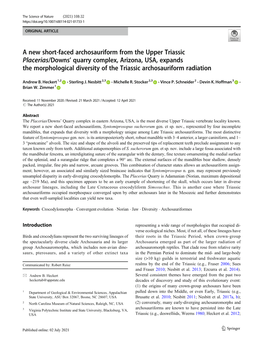 A New Short-Faced Archosauriform from the Upper Triassic Placerias