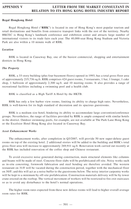 Appendix V Letter from the Market Consultant in Relation to Its Hong Kong Hotel Industry Report