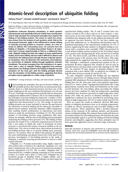 Atomic-Level Description of Ubiquitin Folding SEE COMMENTARY