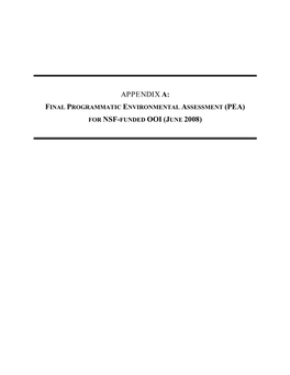 Appendix A: Final Programmatic Environmental Assessment (Pea) for Nsf-Funded Ooi (June 2008)