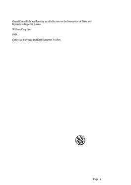 Grand Ducal Role and Identity As a Reflection on the Interaction of State and Dynasty in Imperial Russia