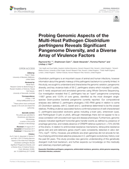 Probing Genomic Aspects of the Multi-Host Pathogen Clostridium Perfringens Reveals Signiﬁcant Pangenome Diversity, and a Diverse Array of Virulence Factors