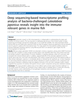 Deep Sequencing-Based Transcriptome Profiling Analysis Of