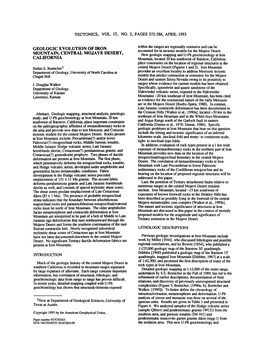 Geologic Evolution of Iron Mountain, Central Mojave Desert, California