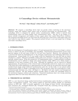 A Camouflage Device Without Metamaterials