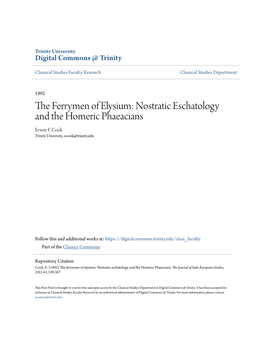 The Ferrymen of Elysium: Nostratic Eschatology and the Homeric Phaeacians