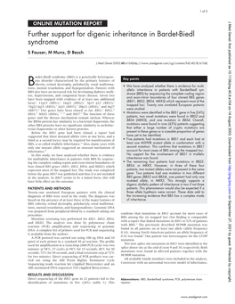 Further Support for Digenic Inheritance in Bardet-Biedl Syndrome S Fauser, M Munz, D Besch