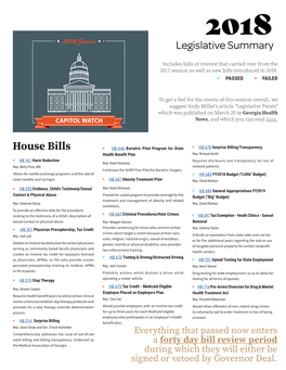 Legislative Summary House Bills