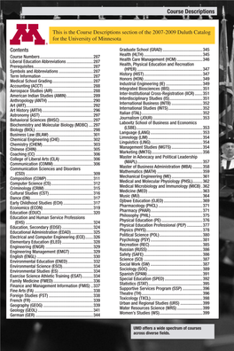 Course Descriptions