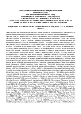 1 Ministério Extraordinário Da Segurança Pública (Mesp) Polícia Federal (Pf) Diretoria De Gestão De Pessoal