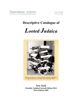 Descriptive Catalogue of Looted Judaica