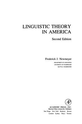 LINGUISTIC THEORY in AMERICA Second Edition