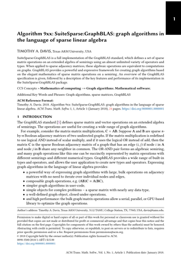 Graph Algorithms in the Language of Sparse Linear Algebra