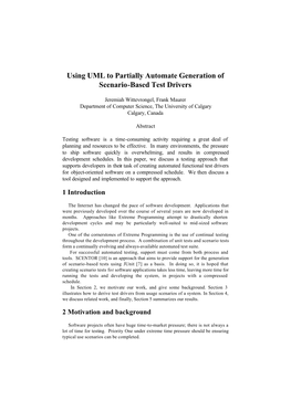 Using UML to Partially Automate Generation of Scenario-Based Test Drivers