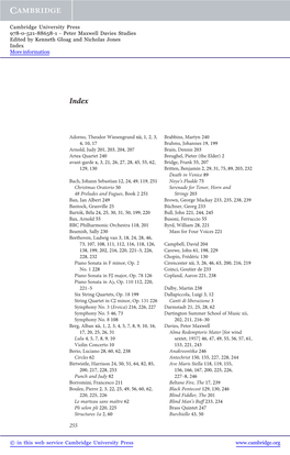 Adorno, Theodor Wiesengrund Xii, 1, 2, 3, 4, 10, 17 Arnold, Judy 201, 203, 204, 207 Artea Quartet 240 Avant-Garde X, 3, 21, 26