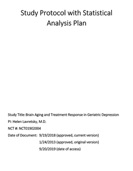 Study Protocol with Statistical Analysis Plan