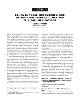 Chapter 100: Ethanol Abuse, Dependence, and Withdrawal 1427