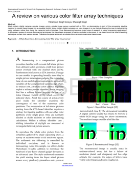 A Review on Various Color Filter Array Techniques