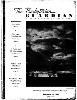 Za!Ail- GUARDIAN J• GRESHAM MACHEN • EDITOR 1936· 1 937