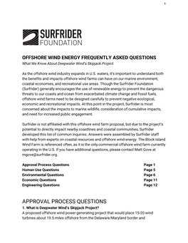 Approval Process Questions Page 1 Human Use Questions Page 5 Environmental Questions Page 6 Economic Questions Page 11 Engineering Questions Page 12