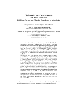 Limited-Birthday Distinguishers for Hash Functions Collisions Beyond the Birthday Bound Can Be Meaningful