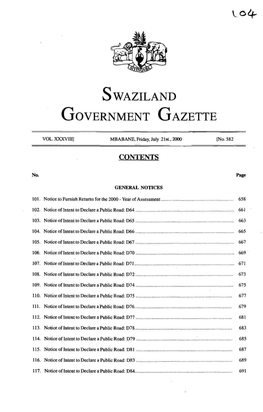 Swaziland ~ Government Gazette