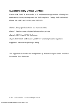 Antiplatelet Therapy Duration Following Bare Metal Or Drug-Eluting Coronary Stents: the Dual Antiplatelet Therapy Study Randomized Clinical Trial