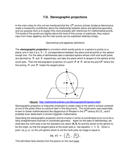 7.D. Stereographic Projections