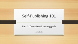 Self-Publishing 101