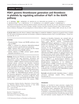 PDK1 Governs Thromboxane Generation and Thrombosis in Platelets by Regulating Activation of Raf1 in the MAPK Pathway